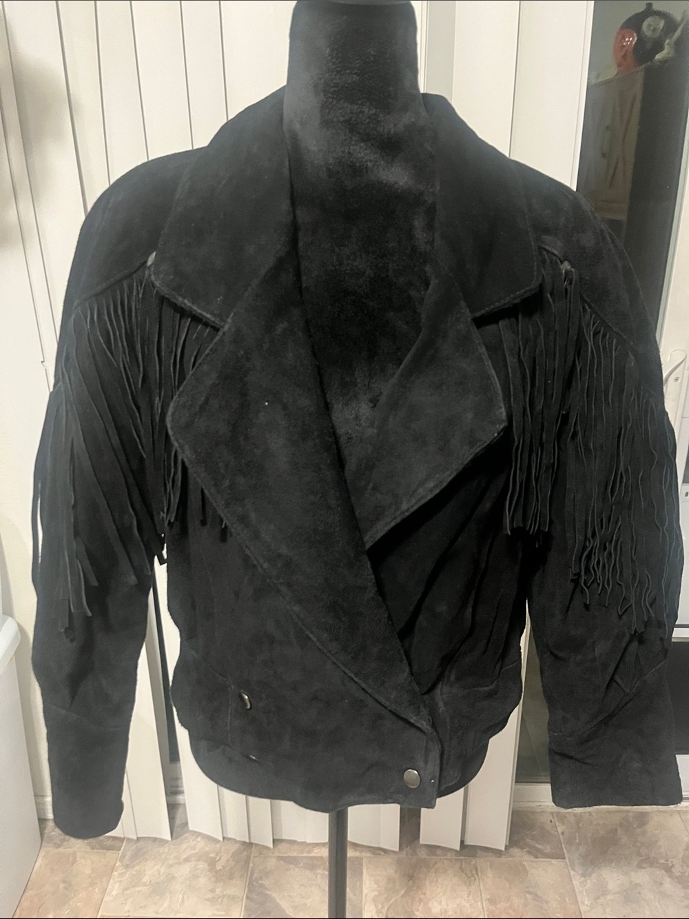 Women's Black Suede Fringe Leather Jacket